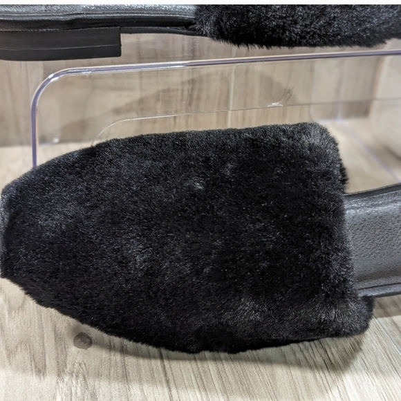 Women's A New Day CARTER Black Faux Fur Mule Slip On Flats Size 7.5 - Picture 6 of 10